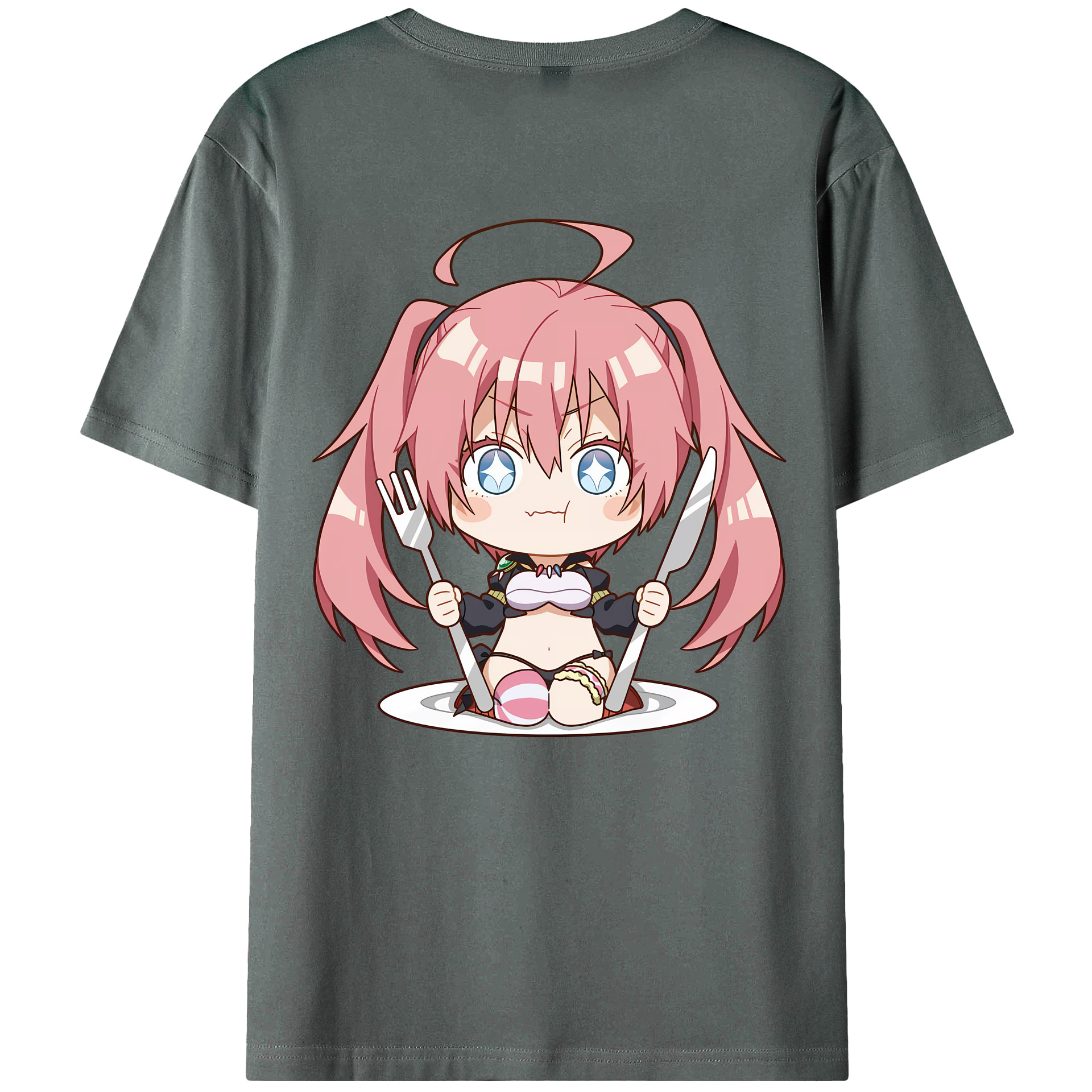 （画像用） 転スラ Regarding Reincarnated to Slime 綿100％ メンズ半袖Tシャツ（バックプリント） 通気性